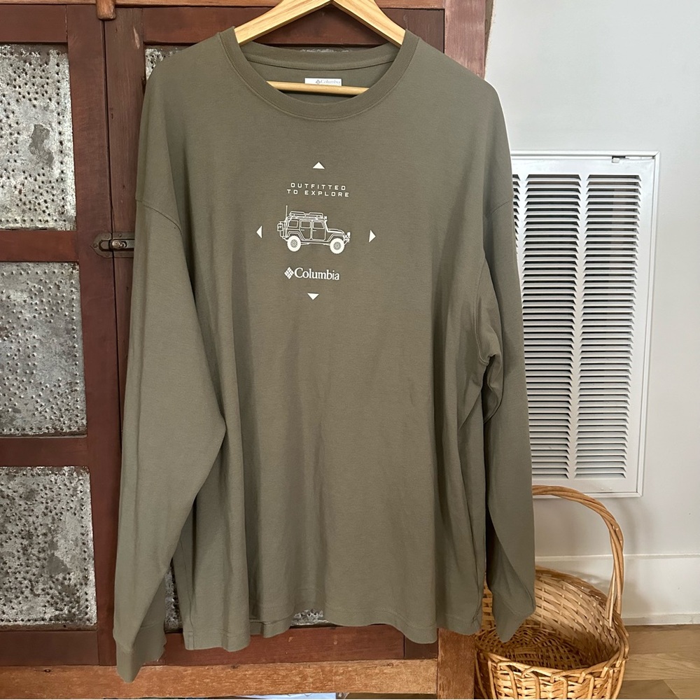 Columbia Mens Green Duxbery Relaxed Ls T-Shirt 2X
